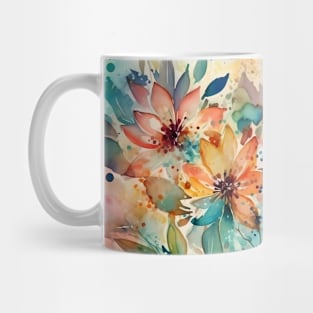 Beautiful floral background. Illustration in watercolor style. Mug